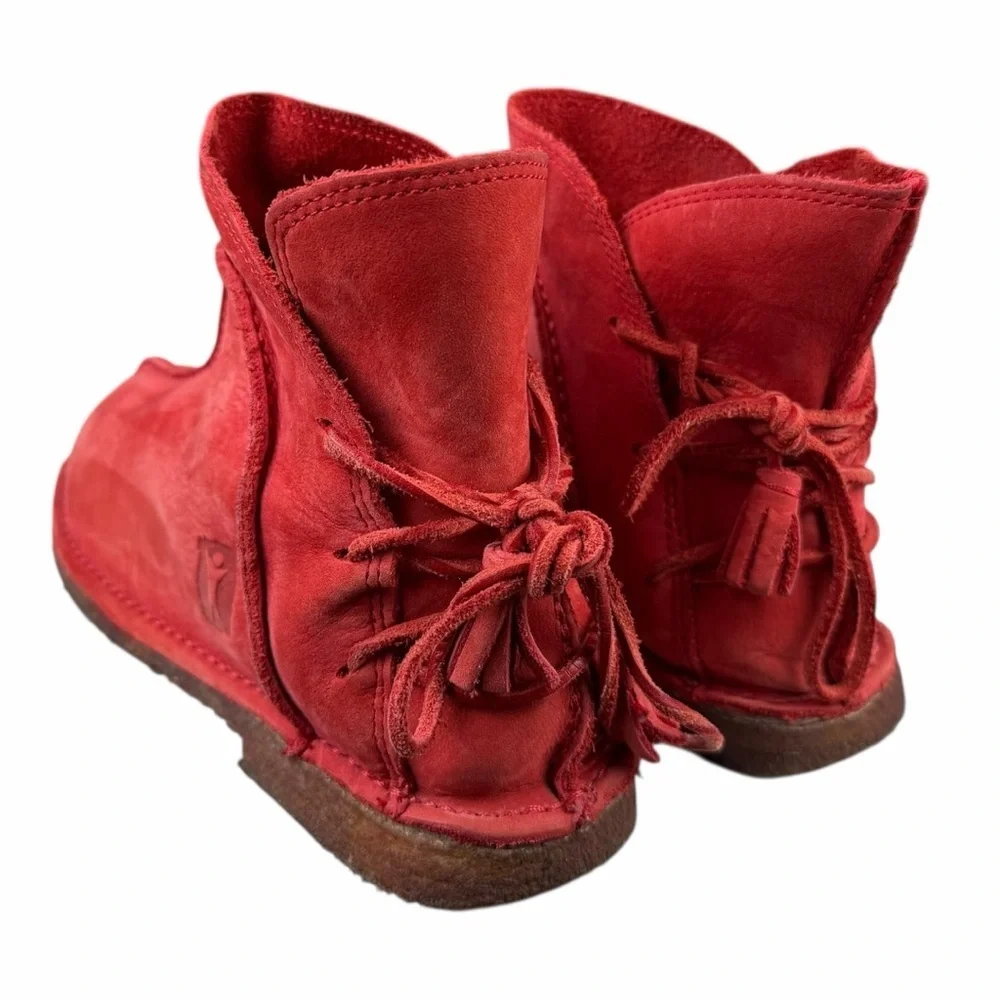 Baffin Boho Indie Red Suede Leather Fisherman Moccasin Boots Women’s Size 8 - Picture 4 of 8
